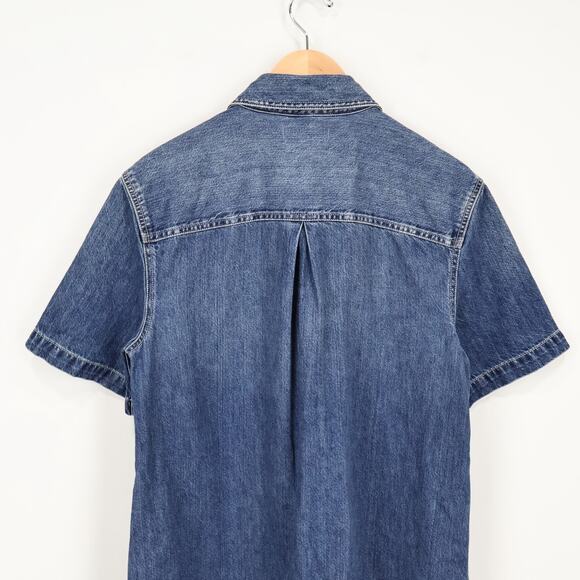 Madewell Denim Boxy Shirtdress Demarco Wash Blue Size Large NWT - Picture 8 of 9